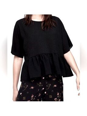 ARITZIA Wilfred MACEE Peplum Blouse Top Black Size Medium